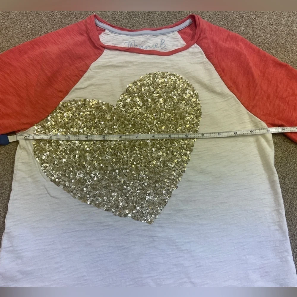 Johnnie B: Girls Long Sleeve Sequin Gold Heart T-Shirt, Size 11-12Y